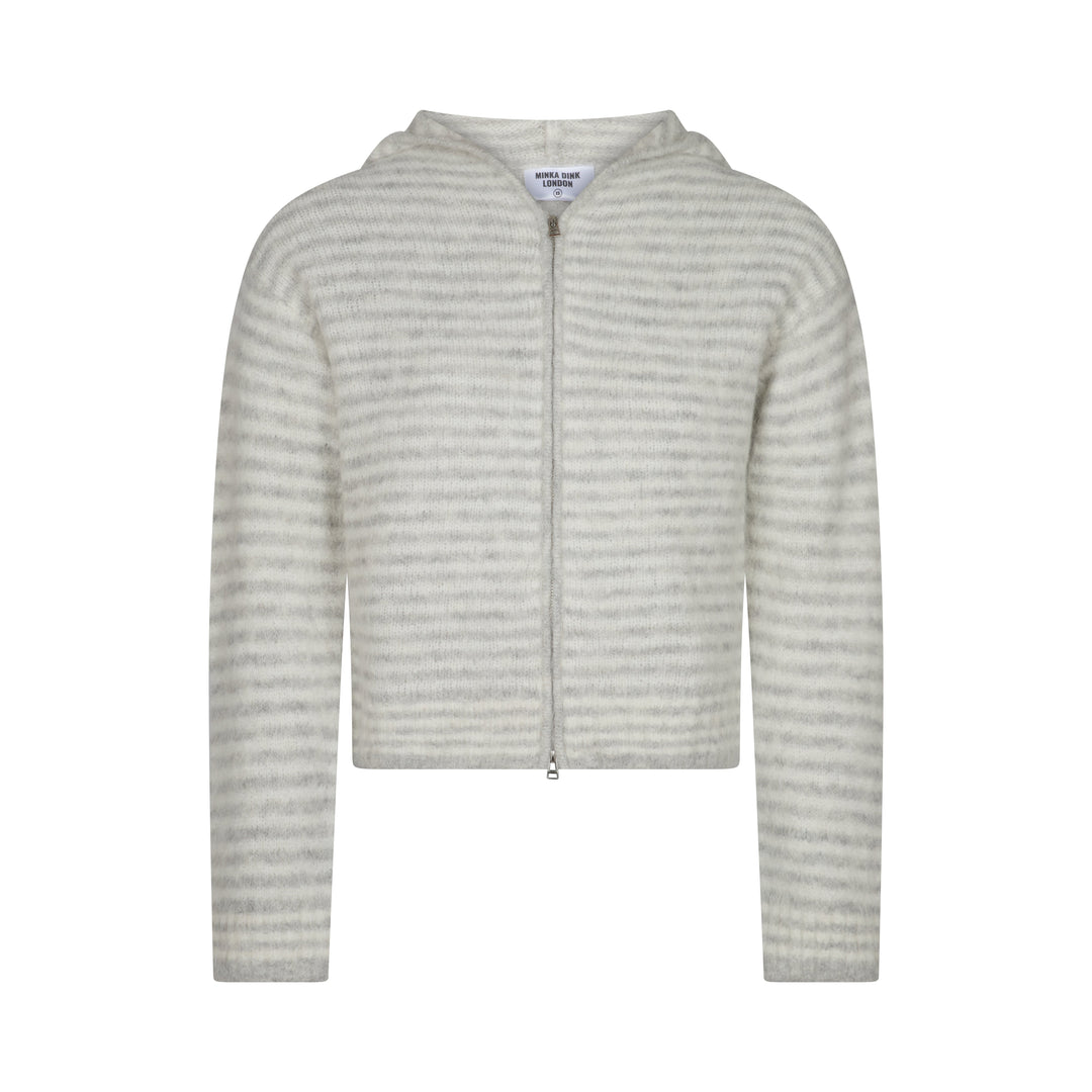 Hoodie met Dubbele Rits - Grijze Streep