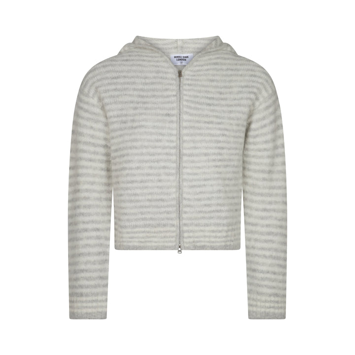 Hoodie met Dubbele Rits - Grijze Streep
