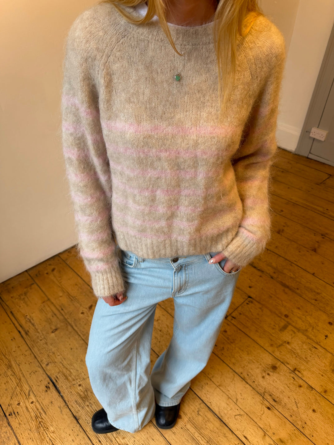 Cara Trui - Beige & Roze