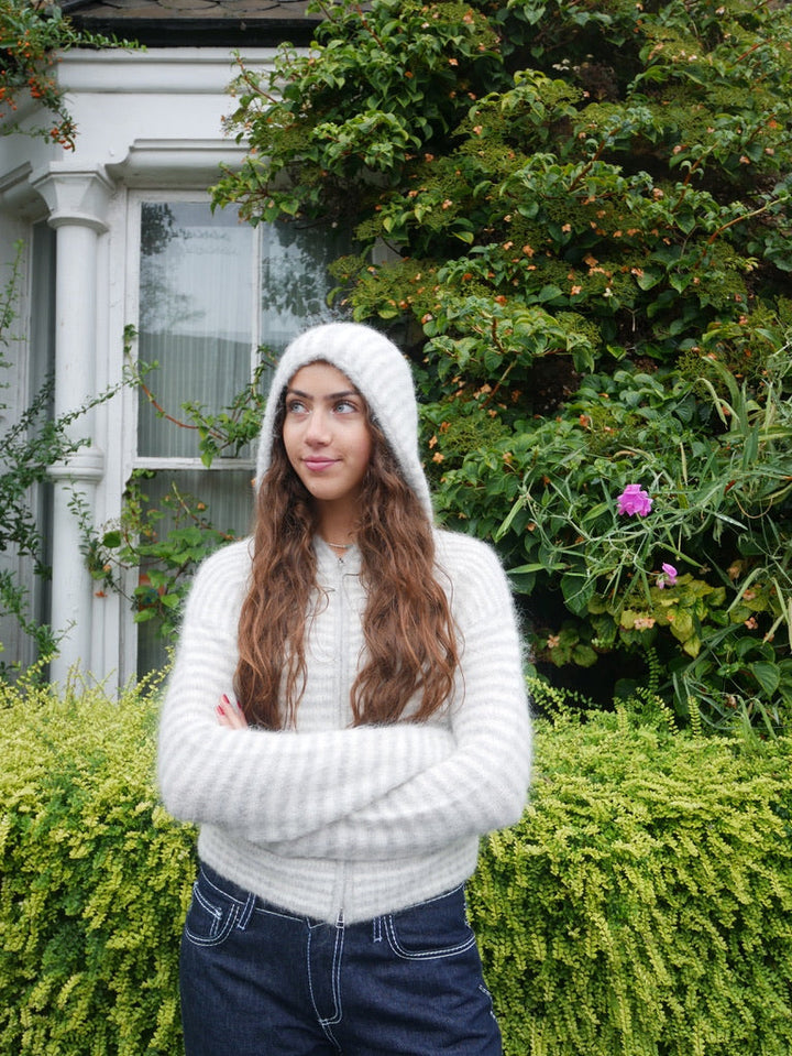 Hoodie met Dubbele Rits - Grijze Streep