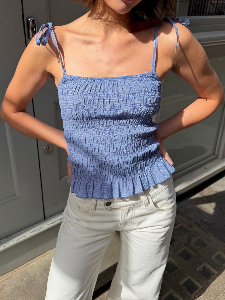 Esme Cami Top - Blauwe Ruit