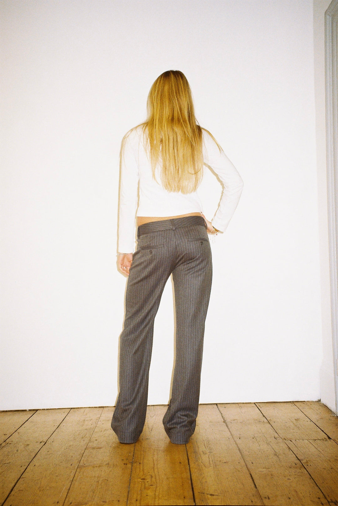 Mila Trousers - Grey Pinstripe