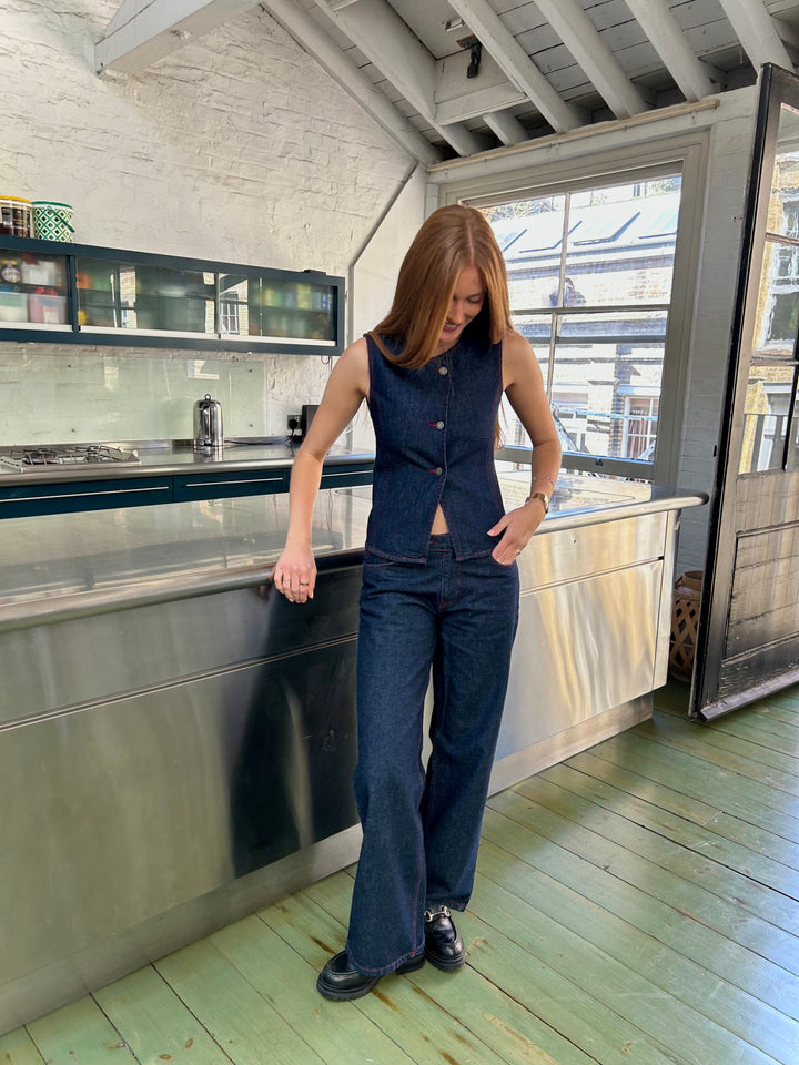 Nina Waistcoat - Indigo & Red