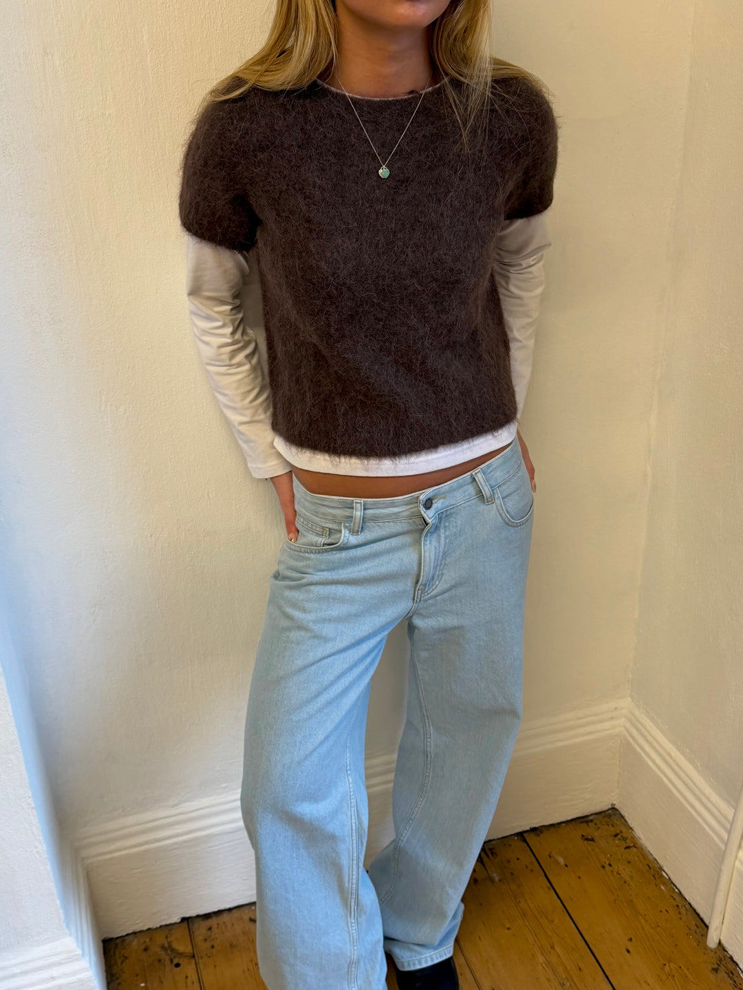 Short Sleeve Knit - Brown