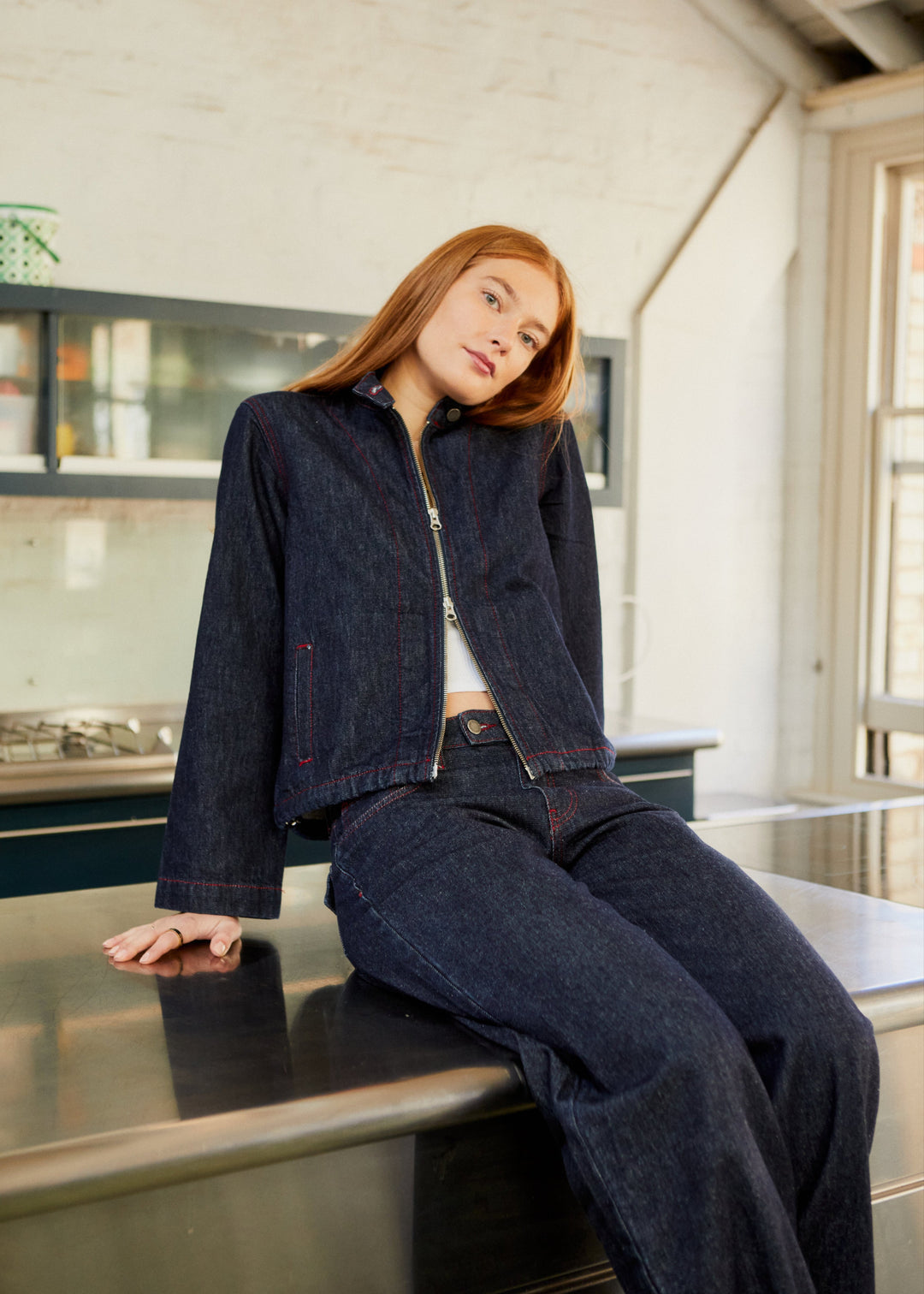 Veste Nina - Indigo et rouge