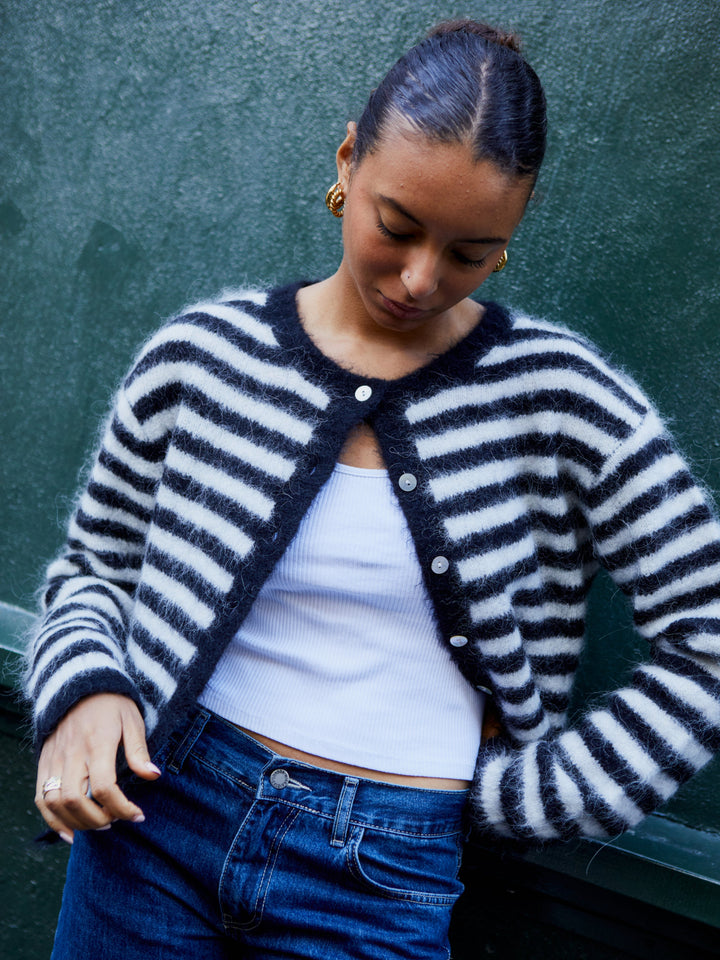 Evie Vest - Zwart Gestreept