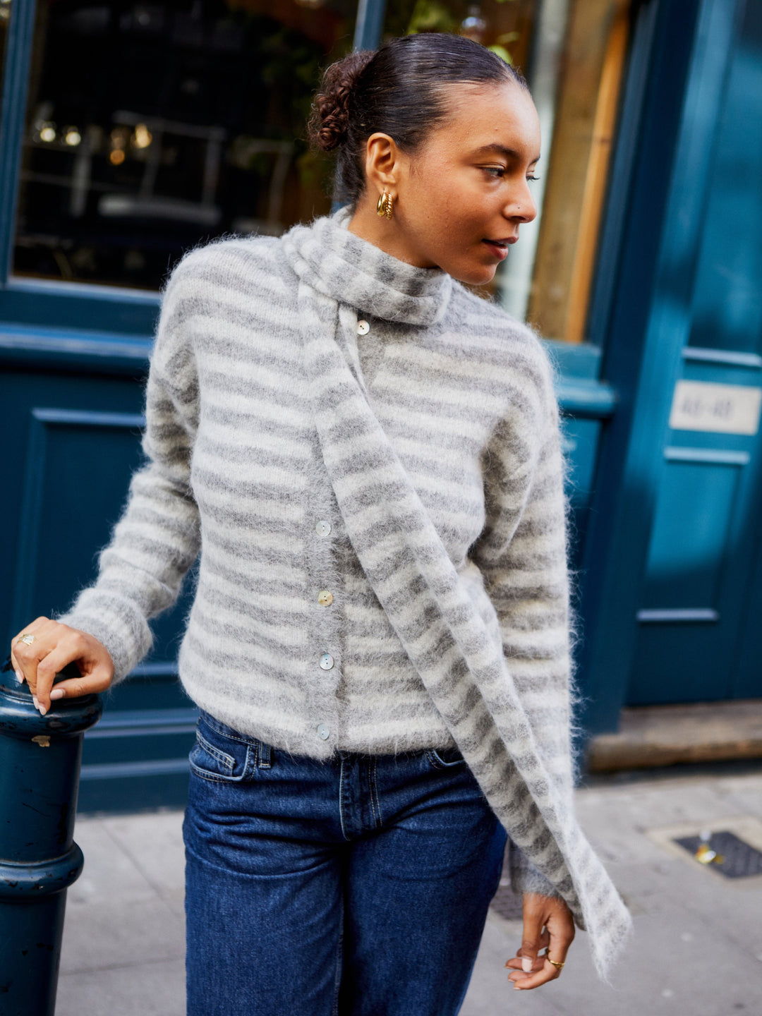 Cardigan Evie - Rayures Grises