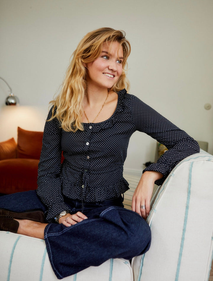 Blouse Ines - Pois noirs (Manches longues)
