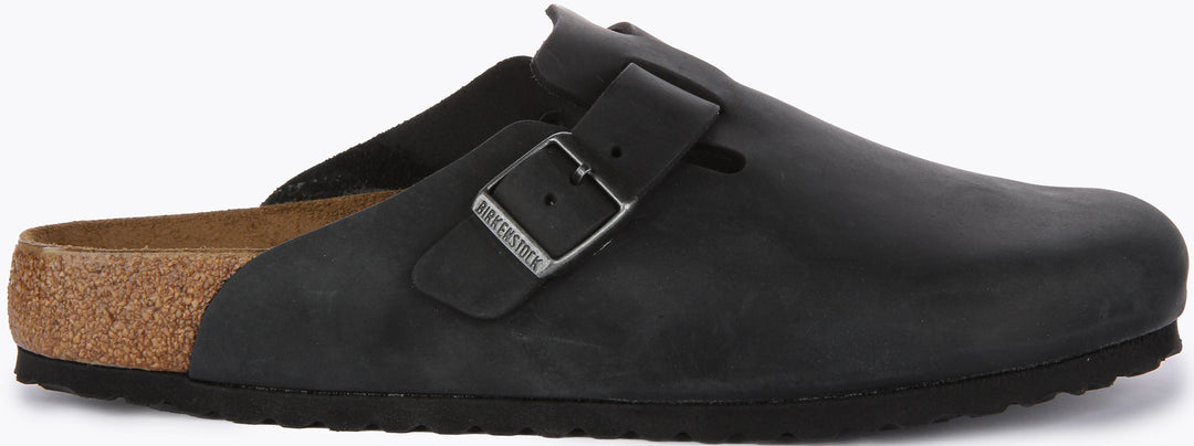 Sabots Birkenstock Boston | cuir véritable noir pour hommes et femmes