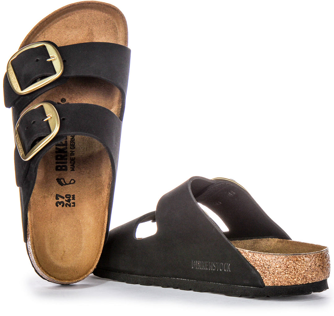 Sandales Birkenstock Arizona | Cuir suédé noir – Big Buckle pour femme