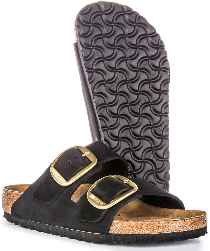 Sandales Birkenstock Arizona | Cuir suédé noir – Big Buckle pour femme