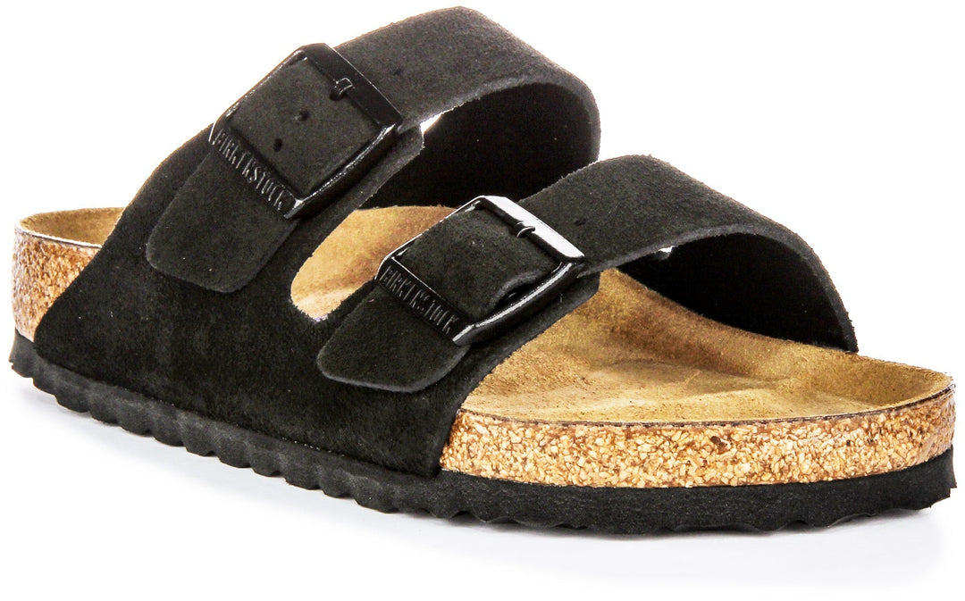 Birkenstock Arizona-sandaler | Svart mockaläder – mjuk fotbädd för män och kvinnor