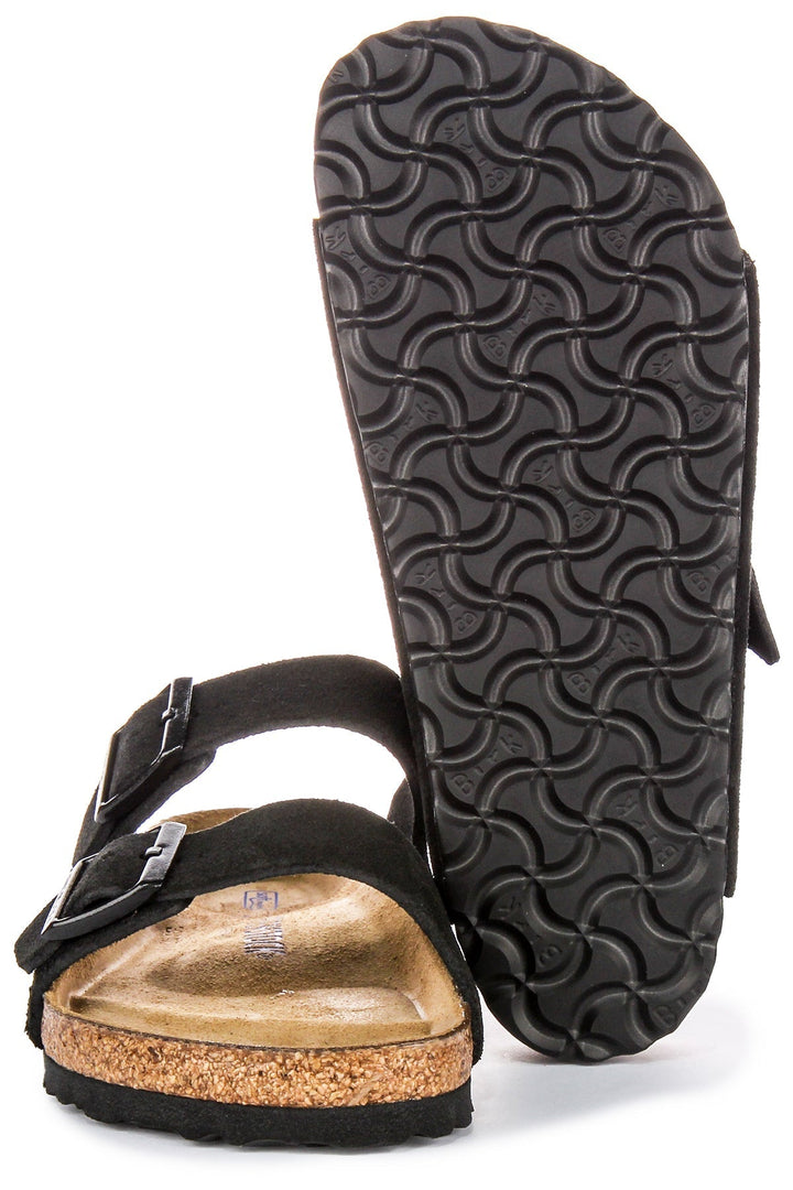 Birkenstock Arizona-sandaler | Svart mockaläder – mjuk fotbädd för män och kvinnor