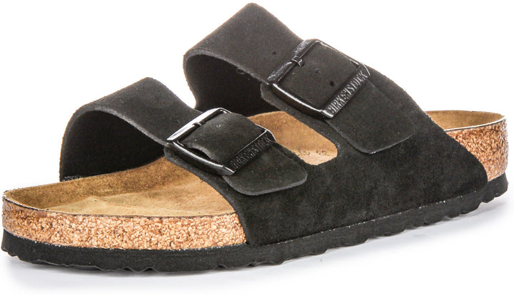 Birkenstock Arizona-sandaler | Svart mockaläder – mjuk fotbädd för män och kvinnor