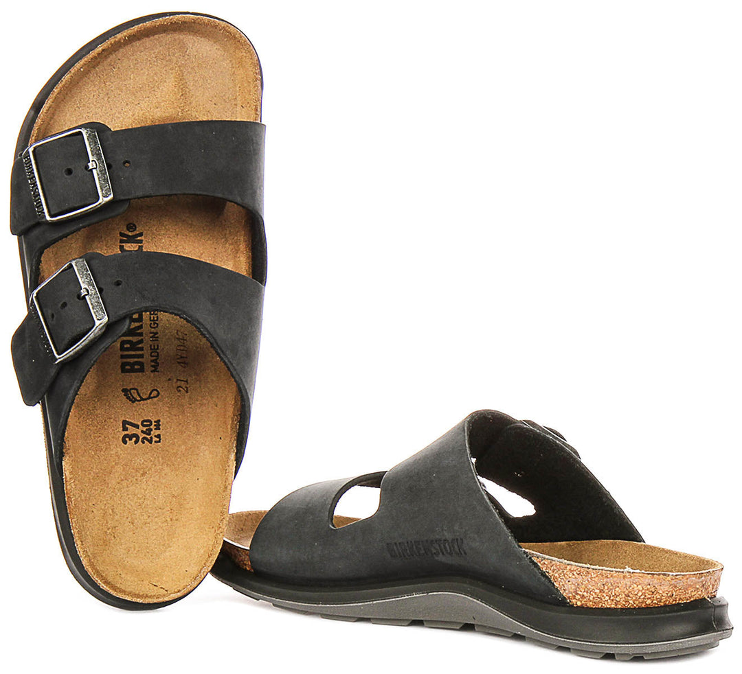 Birkenstock Arizona-sandaler | svart mockaläder – Crosstown-sula för kvinnor – normal passform