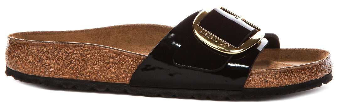 Birkenstock Madrid Sandals | Black patent-finish leather - Big Buckle for Women - Regular Fit