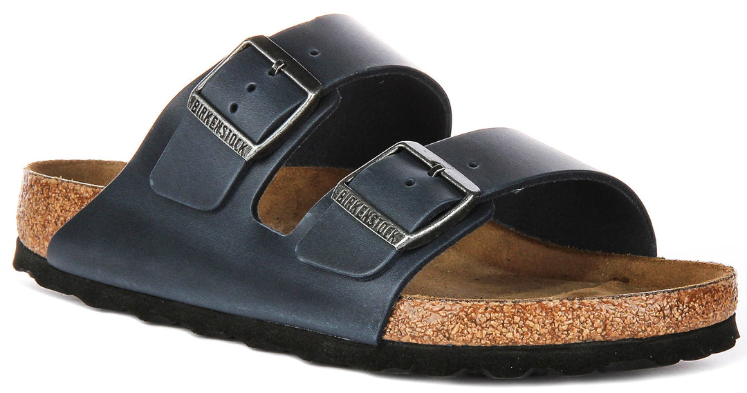 Birkenstock Arizona-sandaler | blått äkta läder – Soft Footbed för män och kvinnor – normal passform