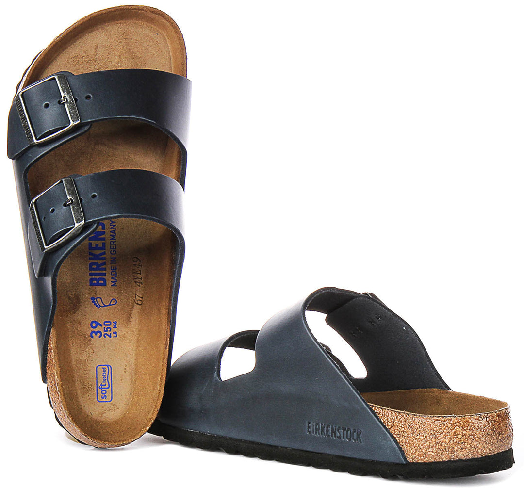 Birkenstock Arizona-sandaler | blått äkta läder – Soft Footbed för män och kvinnor – normal passform