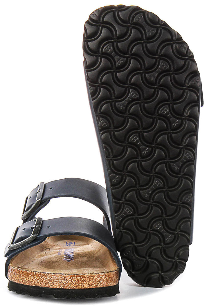 Birkenstock Arizona-sandaler | blått äkta läder – Soft Footbed för män och kvinnor – normal passform