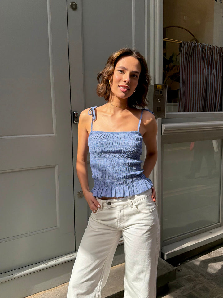 Esme Cami Top - Blauwe Ruit