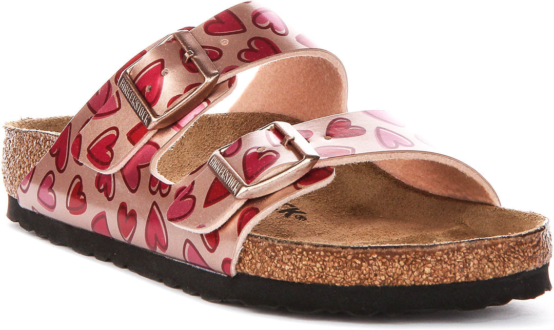 Birkenstock Arizona-sandaler | kopparfärgad Birko-Flor – hjärtmönster för barn – normal passform