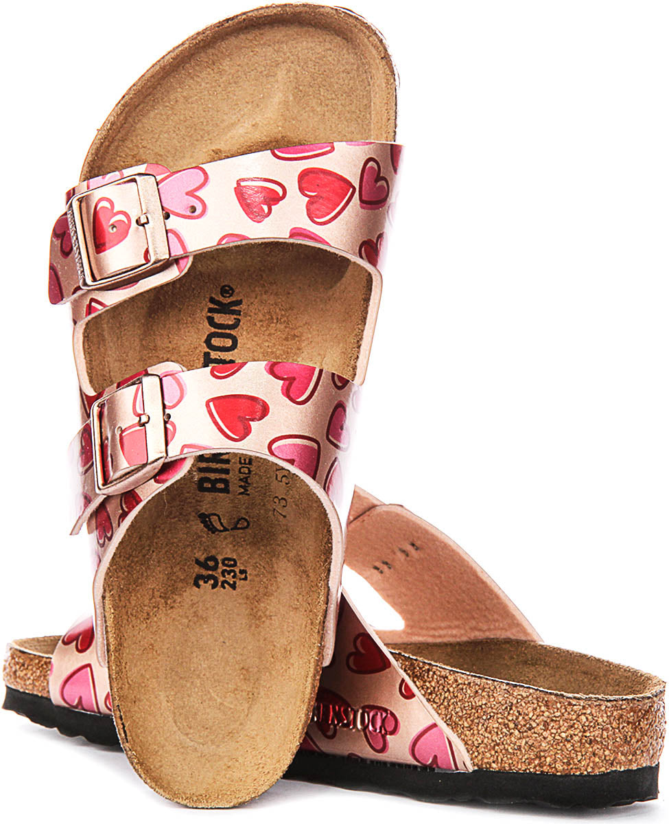 Birkenstock Arizona-sandaler | kopparfärgad Birko-Flor – hjärtmönster för barn – normal passform