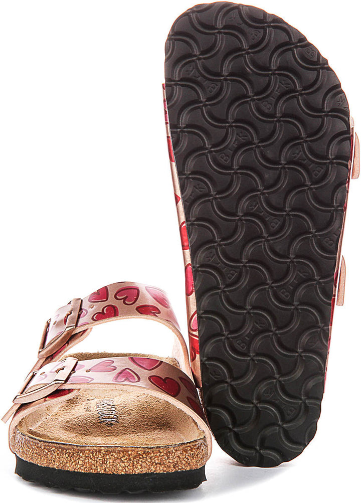 Birkenstock Arizona-sandaler | kopparfärgad Birko-Flor – hjärtmönster för barn – normal passform