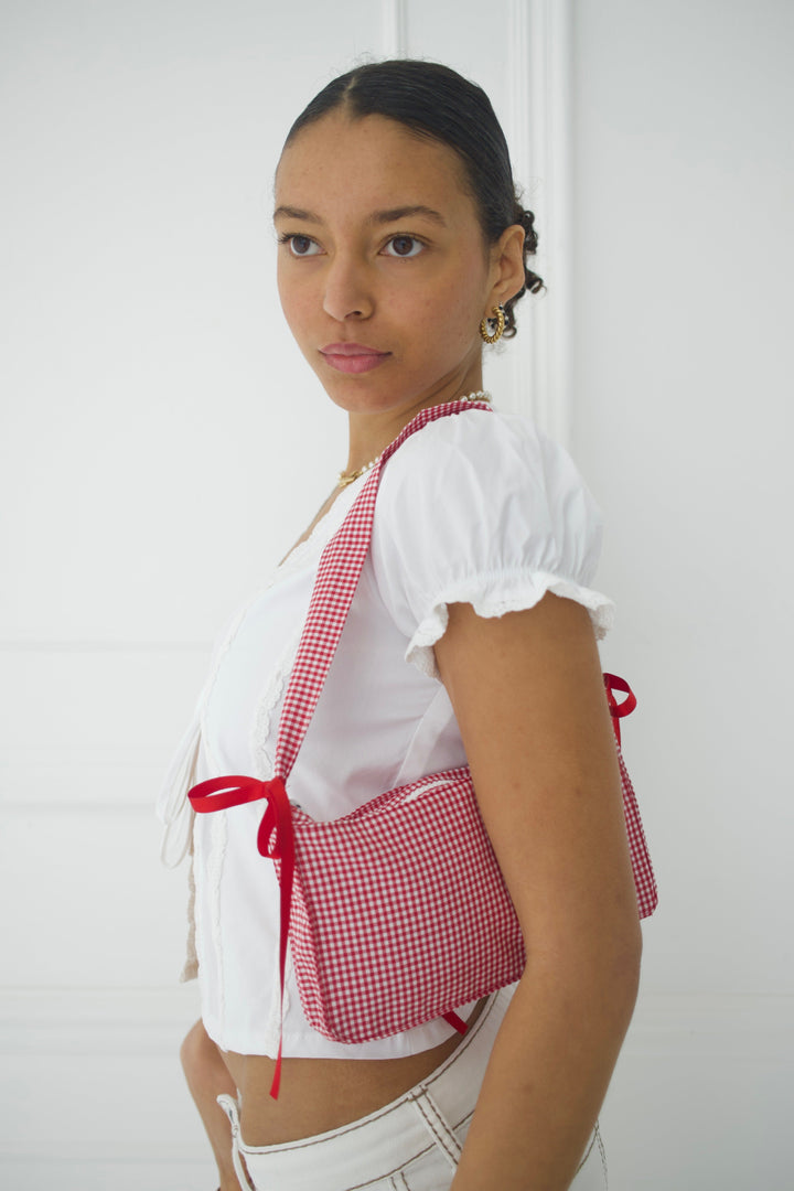 Schoudertas met Ruit - Rood