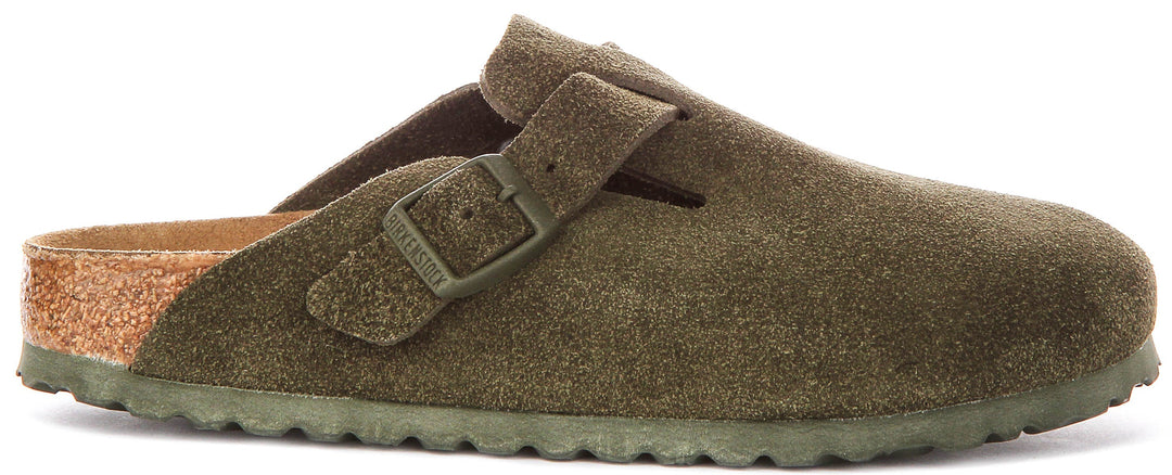 Birkenstock Boston-tofflor | mörkgrön Birko-Flor för män och kvinnor – smal passform