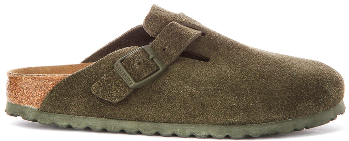Birkenstock Boston-tofflor | mörkgrön Birko-Flor för män och kvinnor – smal passform