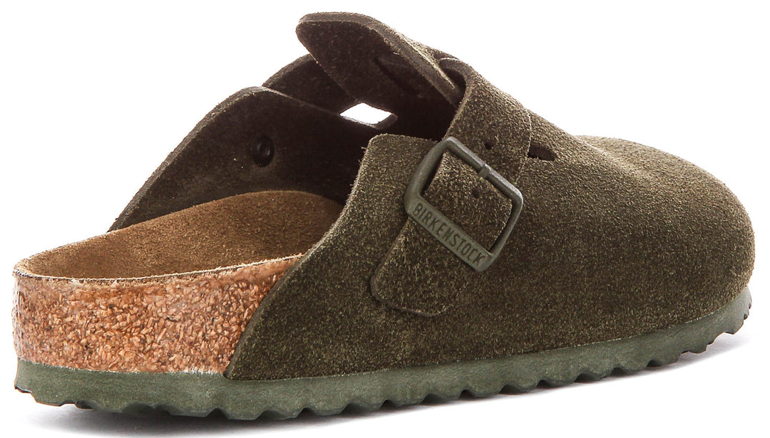 Birkenstock Boston-tofflor | mörkgrön Birko-Flor för män och kvinnor – smal passform