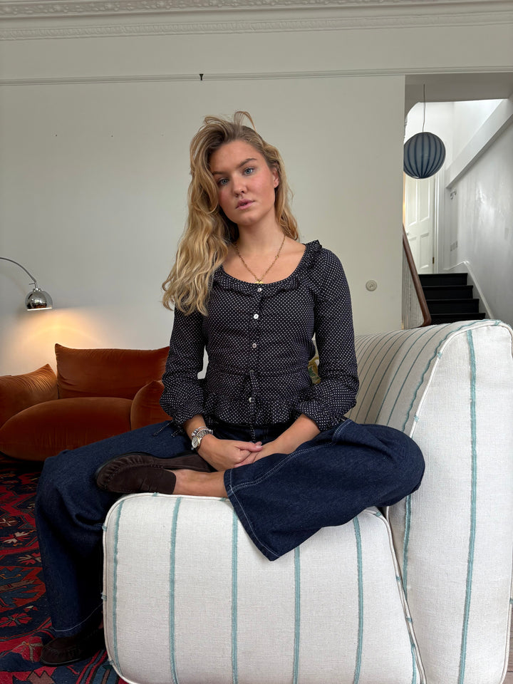 Blouse Ines - Pois noirs (Manches longues)