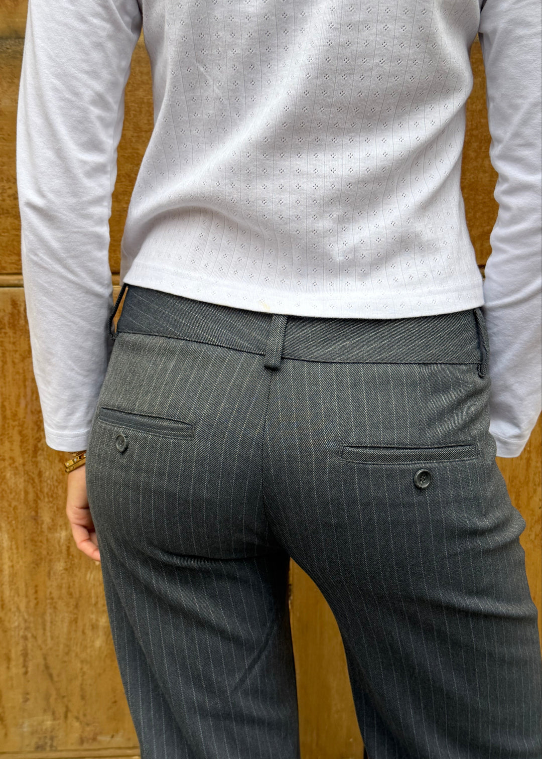 Mila Trousers - Grey Pinstripe