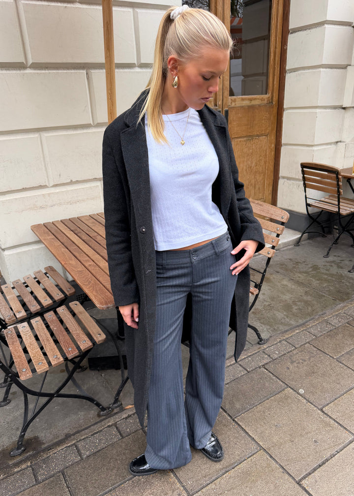 Mila Trousers - Grey Pinstripe