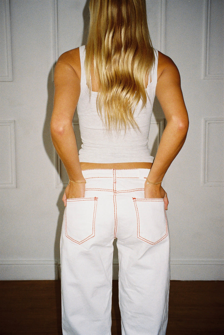 Lila Jeans - White & Red