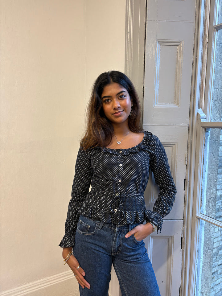 Blouse Ines - Pois noirs (Manches longues)