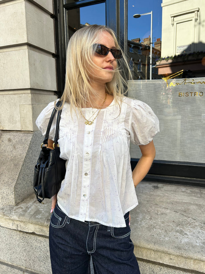 Blouse Poppy - Blanche & Lilas