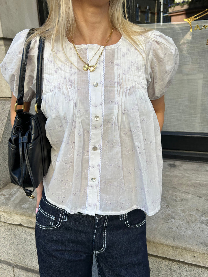 Blouse Poppy - Blanche & Lilas