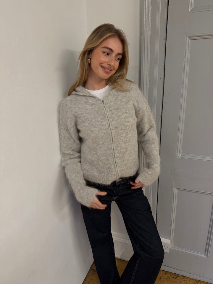 Sweat à Capuche Zippé Double - Gris Clair