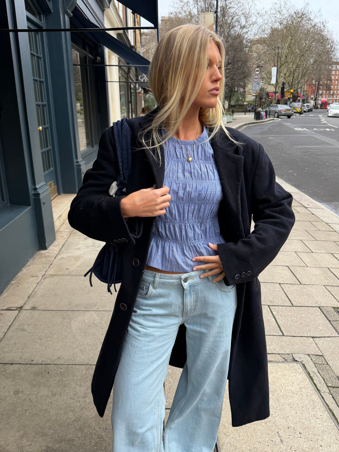Emmie Blouse Long Sleeve - Blue Check