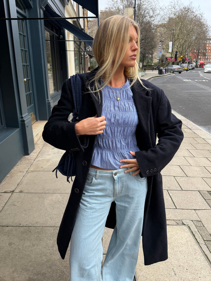 Emmie Blouse Long Sleeve - Blue Check