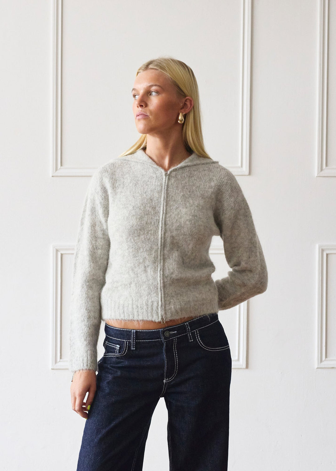 Sweat à Capuche Zippé Double - Gris Clair
