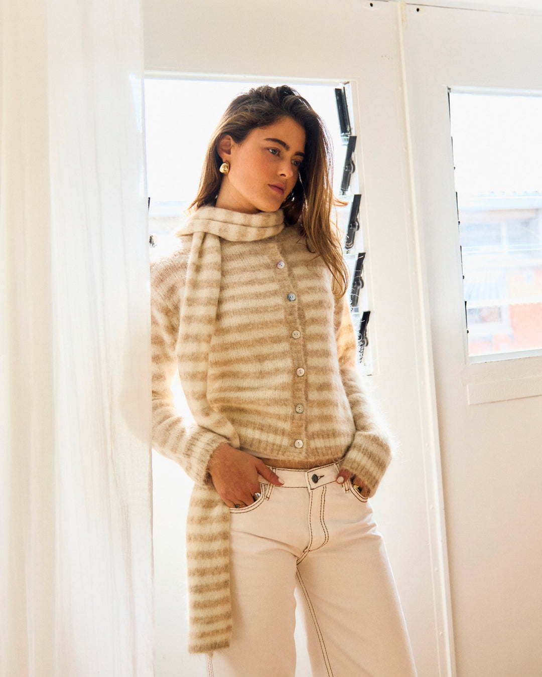 Evie Vest - Beige Streep