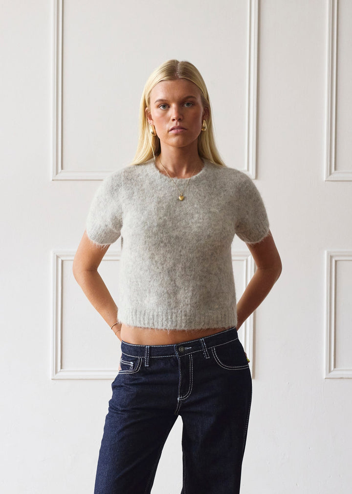 Pull à Manches Courtes - Gris Clair