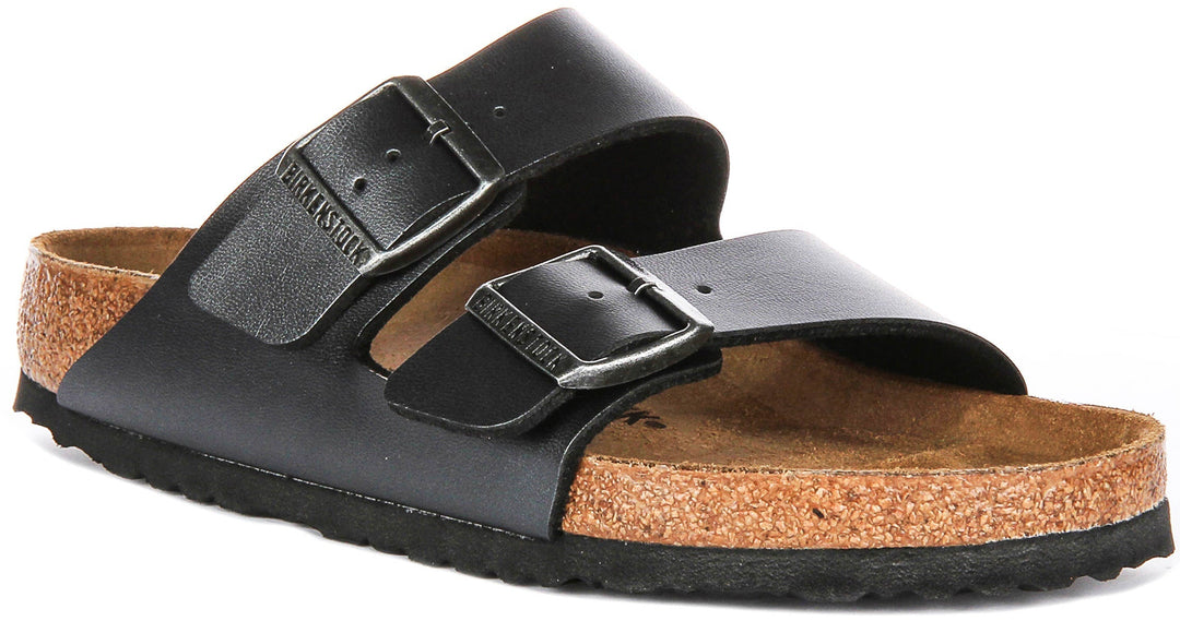 Birkenstock Arizona-sandaler | Metallicsvart Birko-Flor – metallicfinish för kvinnor – normal passform