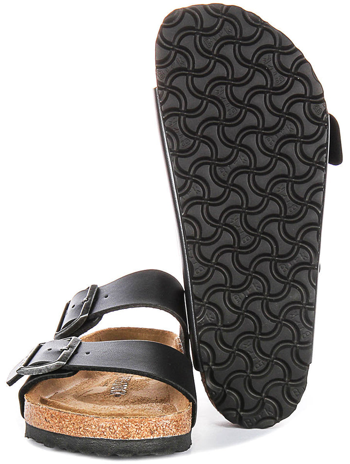 Birkenstock Arizona-sandaler | Metallicsvart Birko-Flor – metallicfinish för kvinnor – normal passform