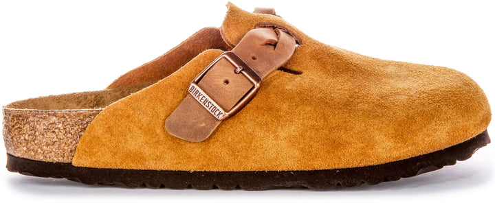 Birkenstock Boston-tofflor | Minkfärgat mockaläder – flätat band för kvinnor