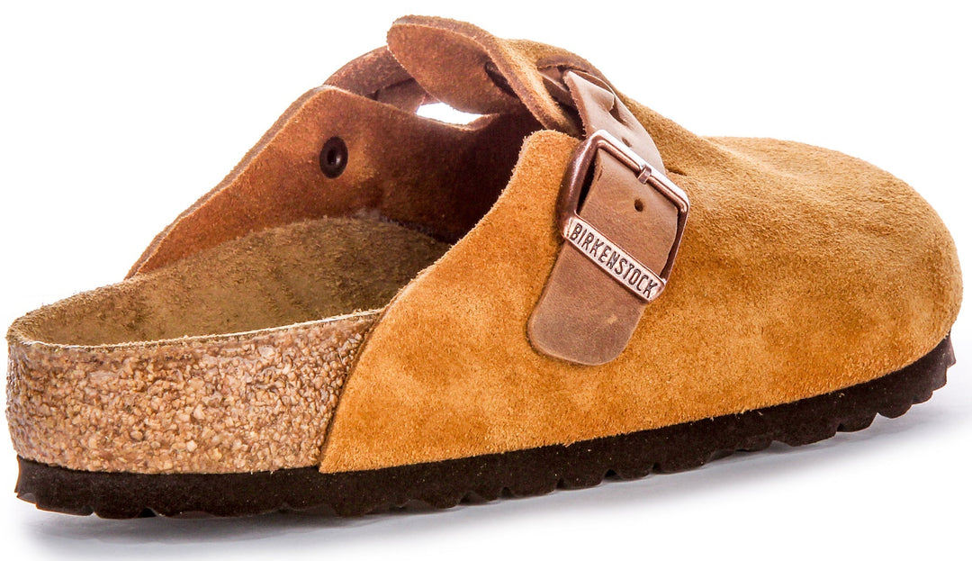 Birkenstock Boston-tofflor | Minkfärgat mockaläder – flätat band för kvinnor