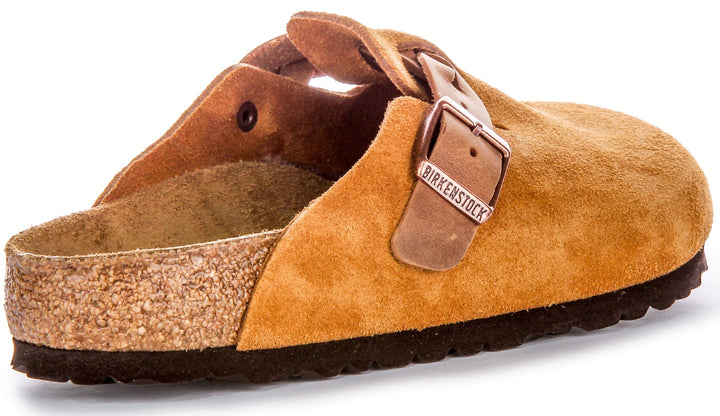 Birkenstock Boston-tofflor | Minkfärgat mockaläder – flätat band för kvinnor