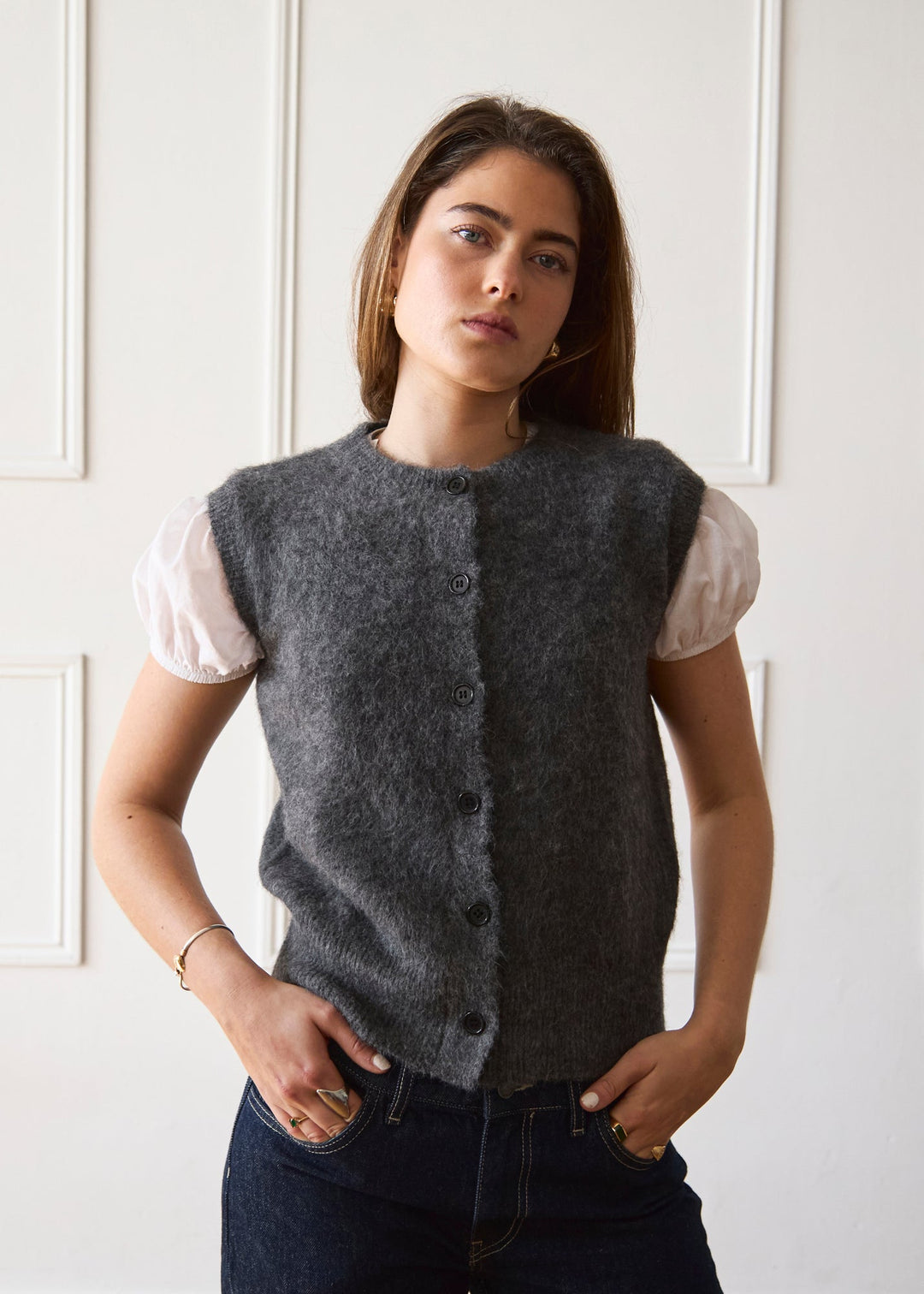 Gilet en Maille - Gris Foncé